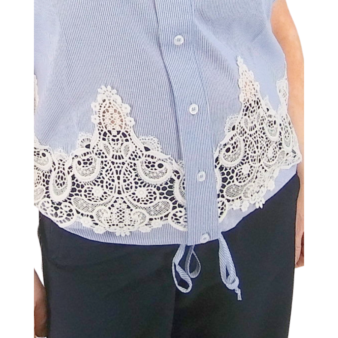 Elvira Blouse Renate 26-051 Blauw wit